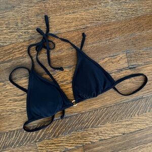 BCBG Max Azria Black Bikini Top w/ Gold Ring Detail – Size S